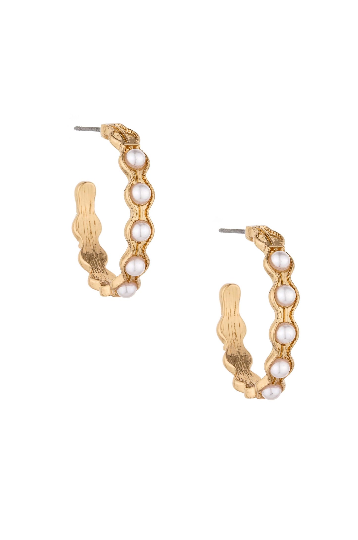 Pretty Pearls 18k Gold Plated Hoop Earrings on white
