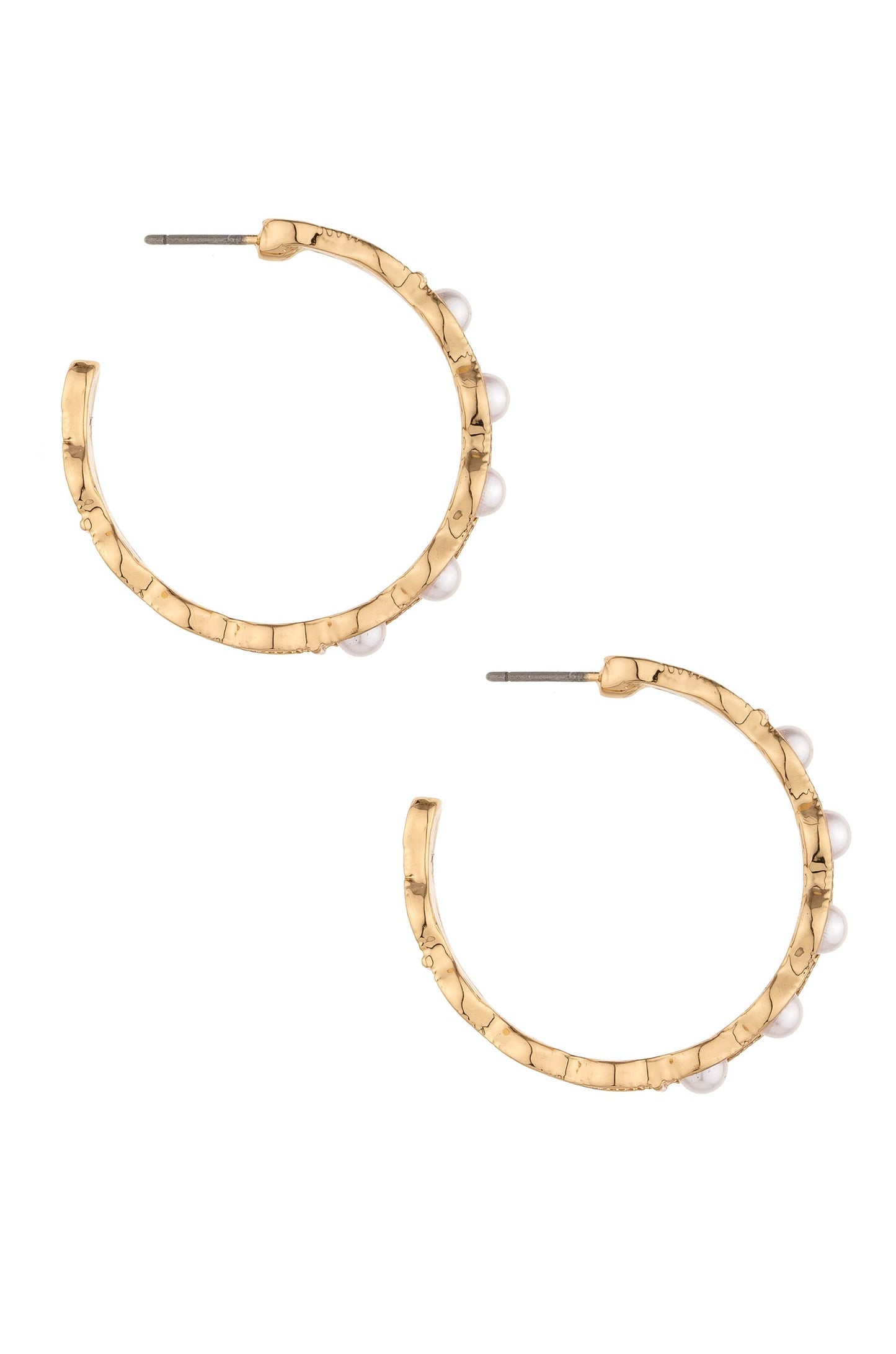Pretty Pearls 18k Gold Plated Hoop Earrings on white 2
