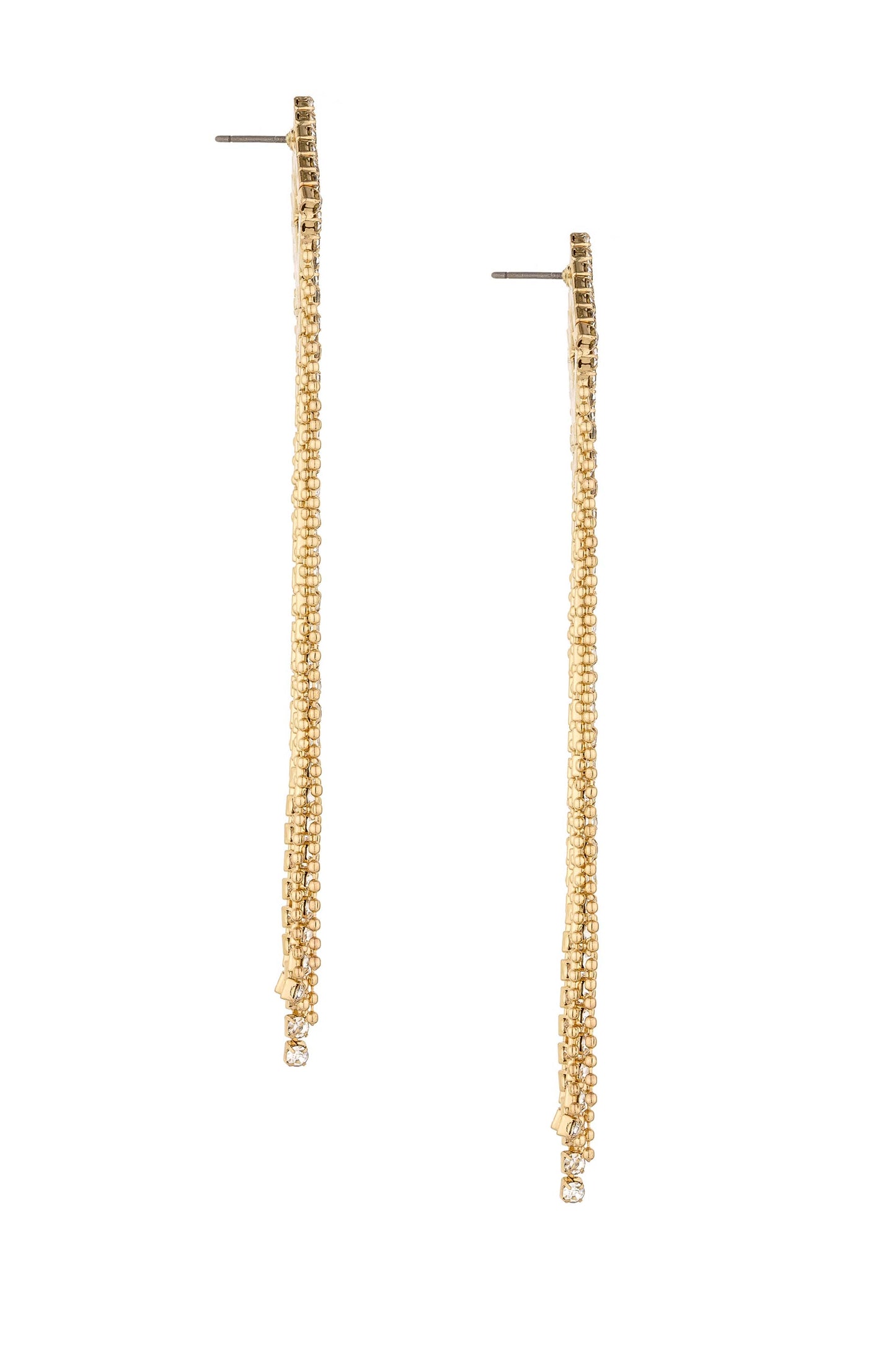 Only Elegance Crystal Chain 18k Gold Plated Dangle Earring on white 2