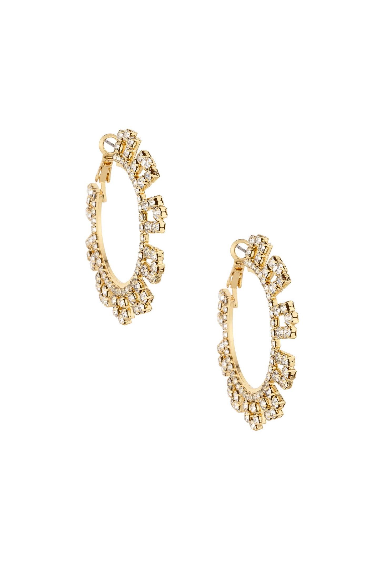 Gatsby Crystal 18k Gold Plated Hoop Earrings on white