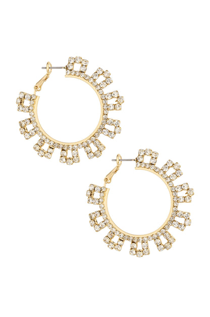 Gatsby Crystal 18k Gold Plated Hoop Earrings on white 2