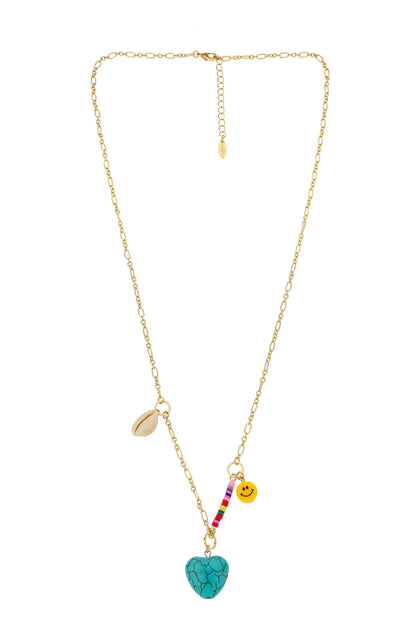 Only Good Vibes 18k Gold Plated Charm Necklace on white full
