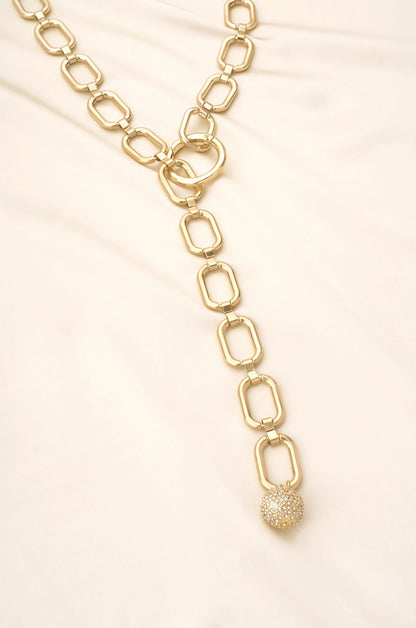Golden Link Chain Belt with Crystal Ball on slate