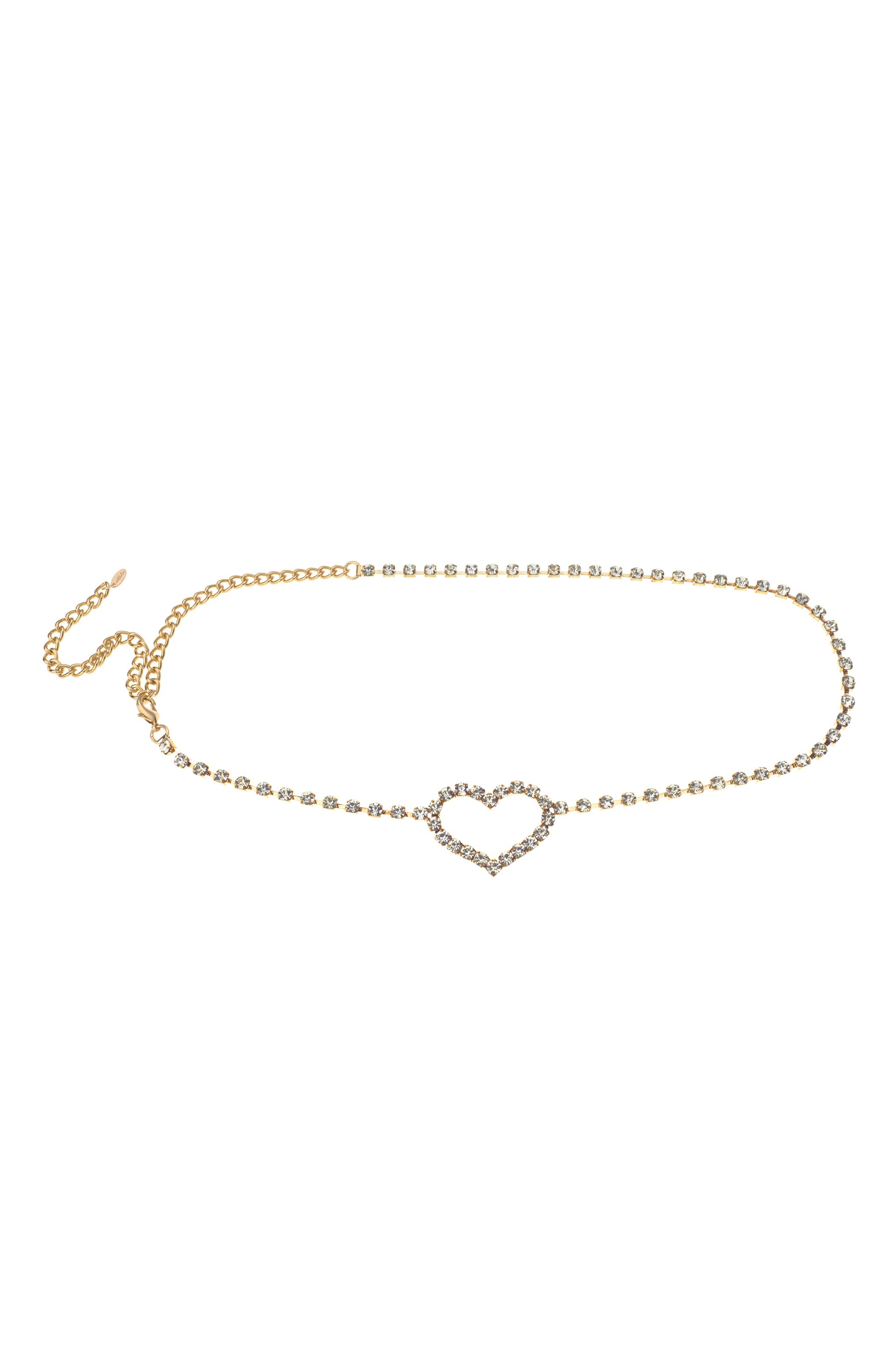 Single Crystal Chain Heart Belt on white