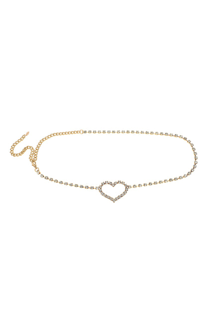 Single Crystal Chain Heart Belt on white