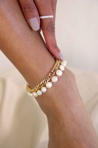 Pearl Party Anklet on model