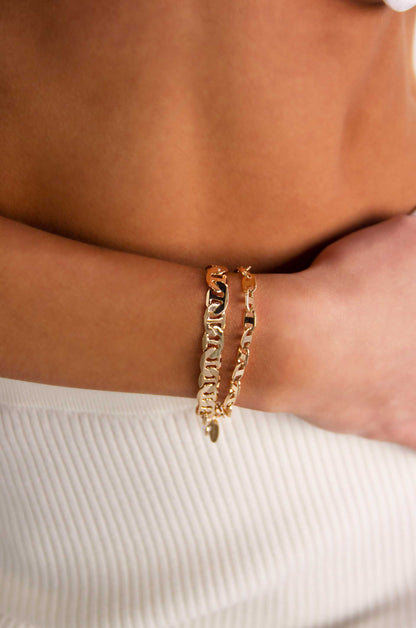 Magic Hour 18k Gold Plated Bracelet Set on a model
