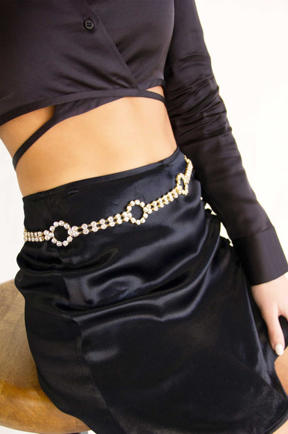 Crystal Destiny Belt in Gold on a model