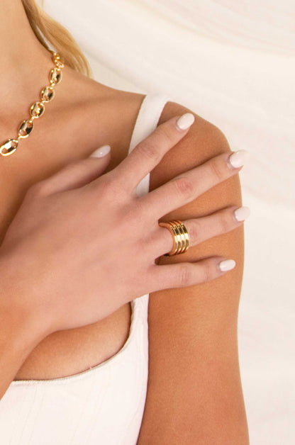 The Only Essential 18k Gold Plated Ring on a model