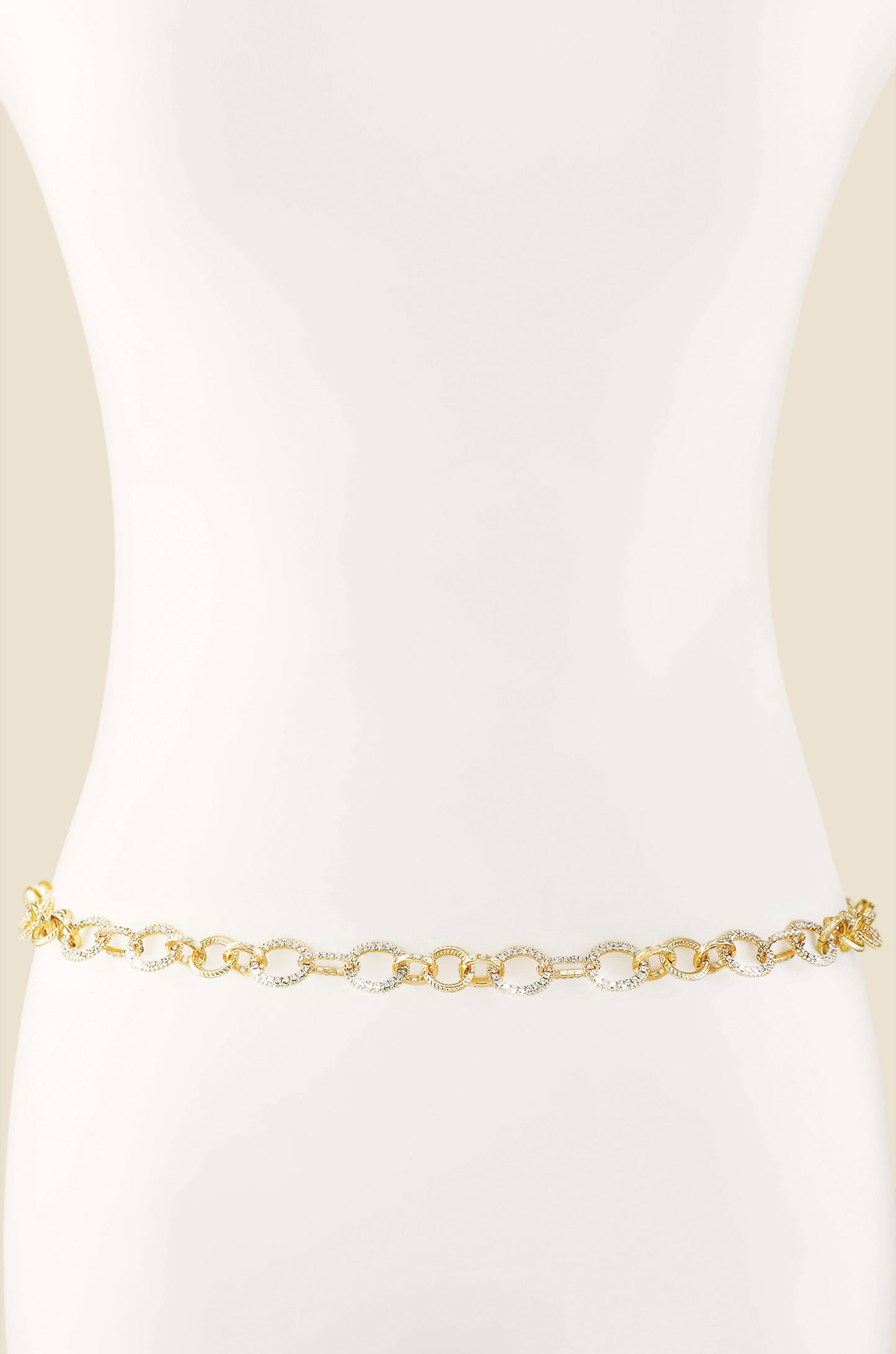 Crystal Link Belt in Clear & Gold front