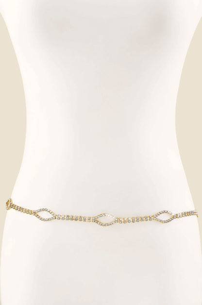 Shine Bright Crystal and Gold Belt front