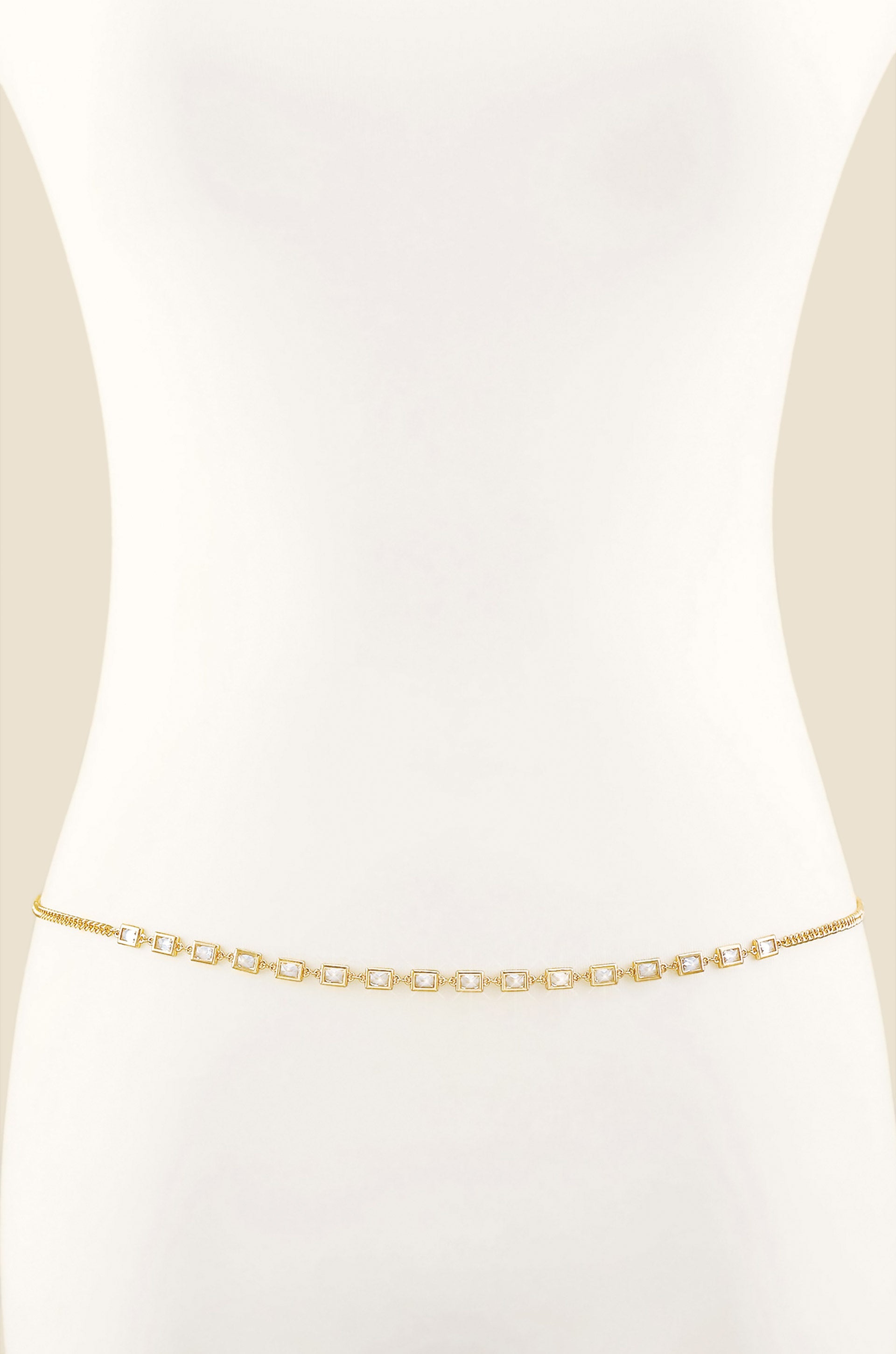 Iris Crystal and Gold Body Chain FRONT