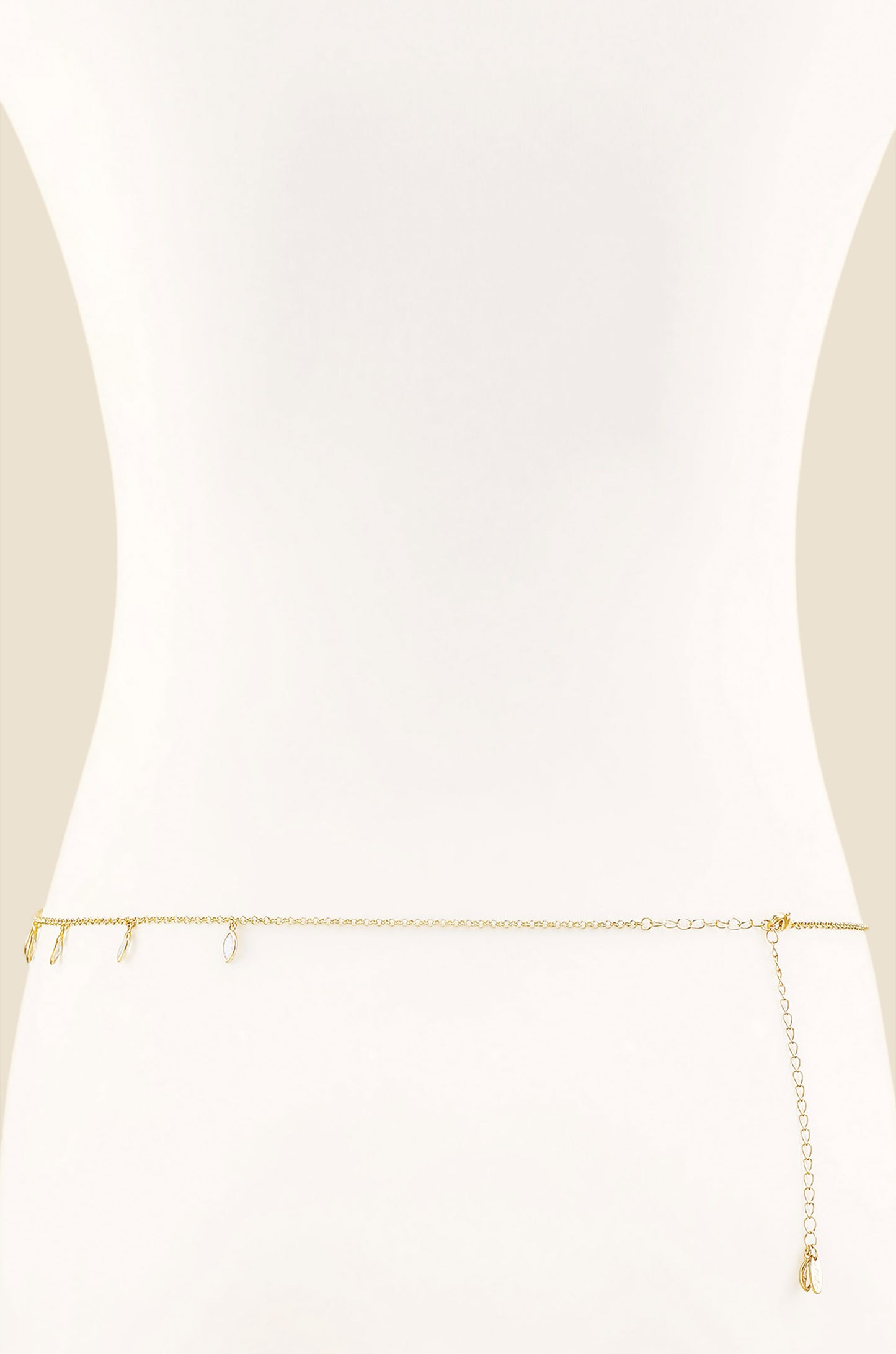 Crystal Droplet Thin Chain Gold Body Chain back