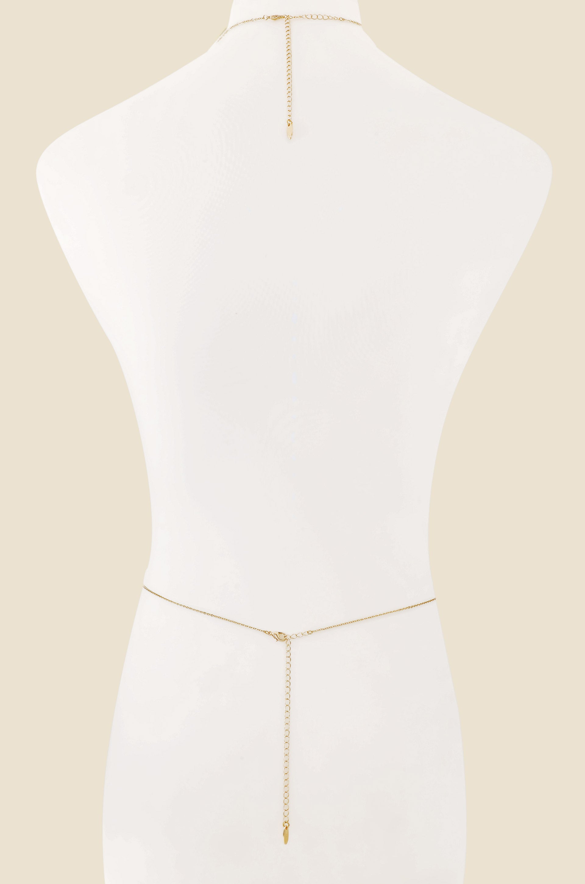 Blissful Crystal Body Chain in Gold back