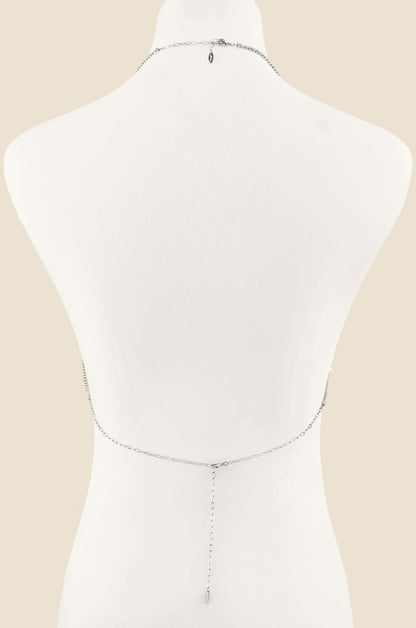 Cancun Calling Rhodium and Crystal Body Chain back