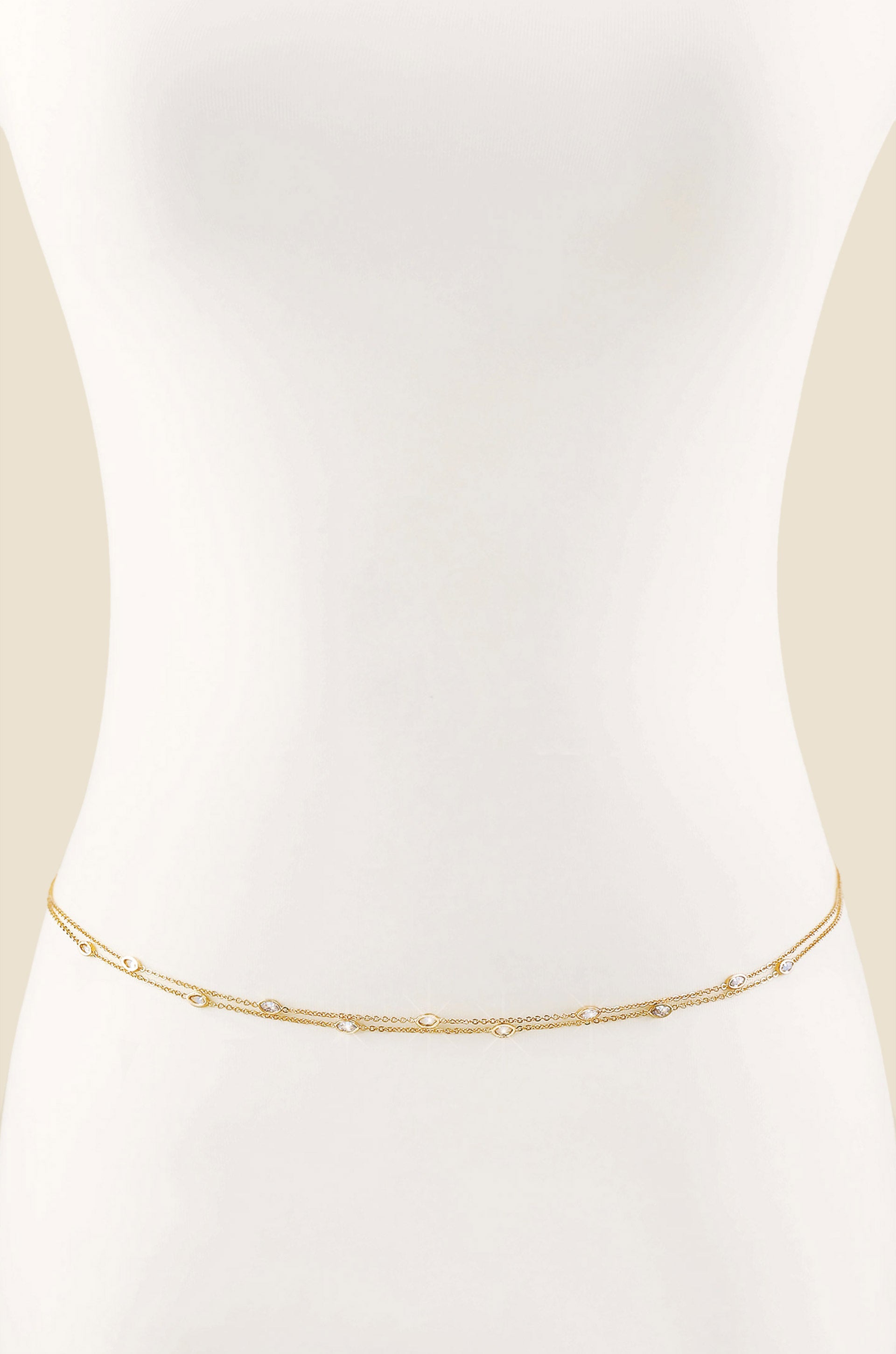 Crystal Droplet Thin Chain Gold Body Chain – Ettika