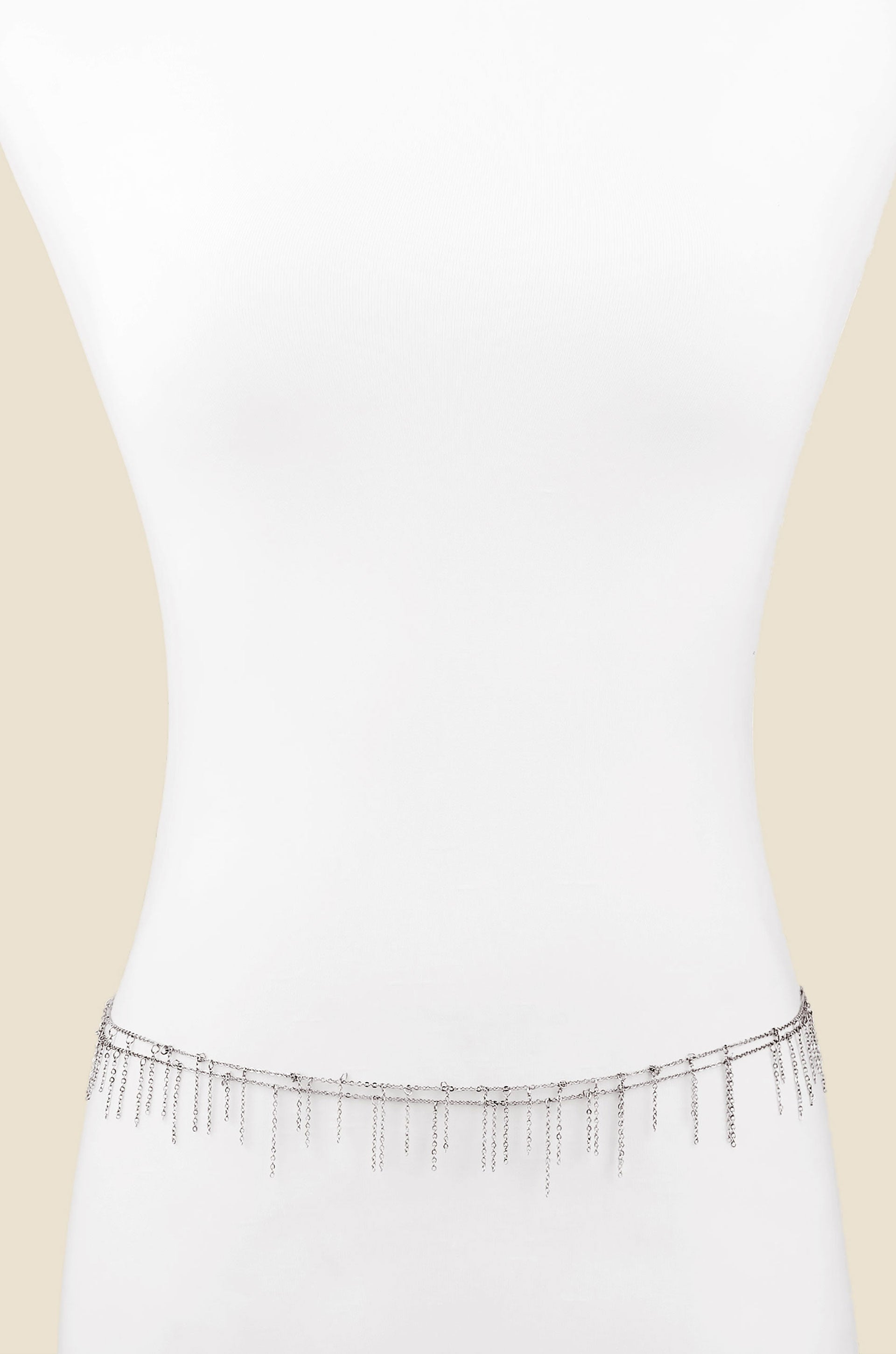 Delicate Fringe Body Chain in Rhodium front