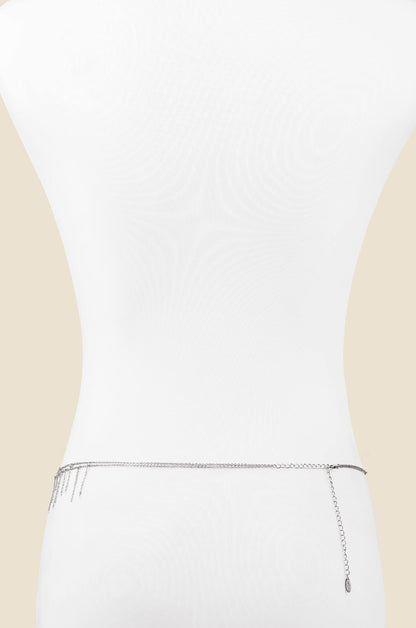 Delicate Fringe Body Chain in Rhodium back