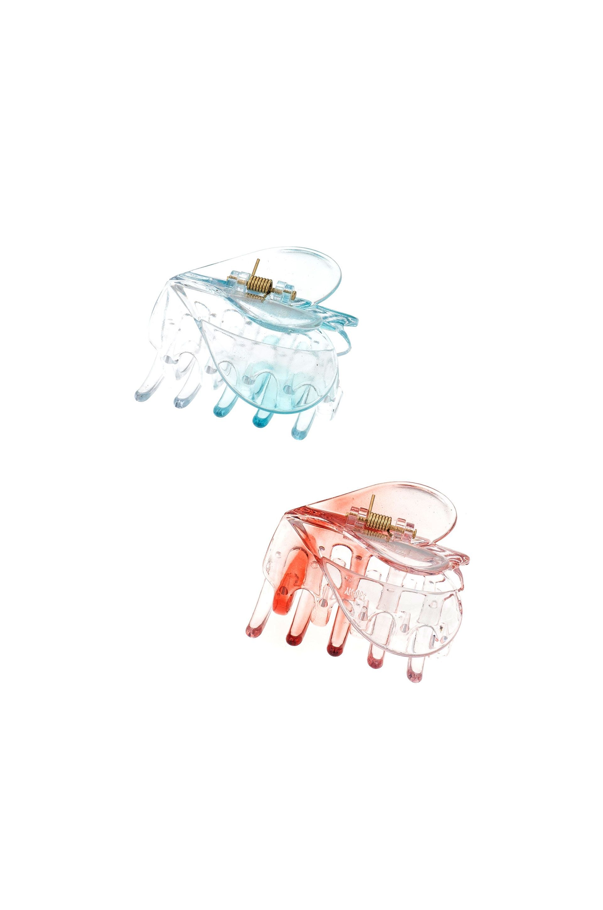 Full Hearts Clear Hair Claw Set on white