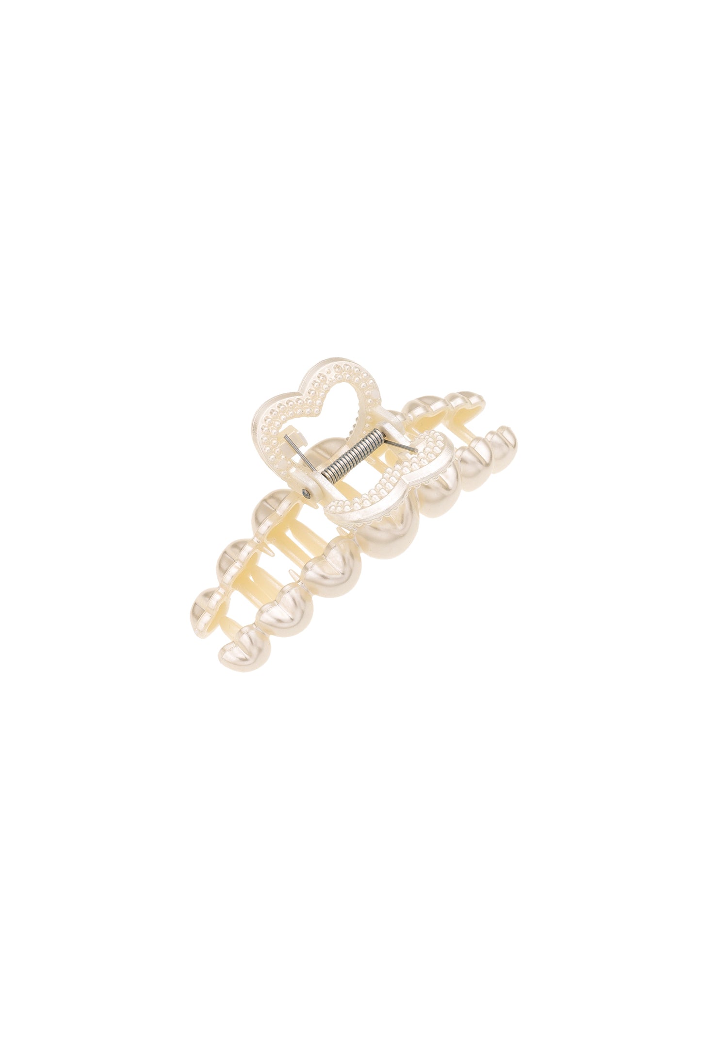 Multi-Heart Pearl Claw Clip on white top view