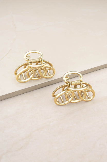 Keep It Simple Gold Hair Clip Set on slate