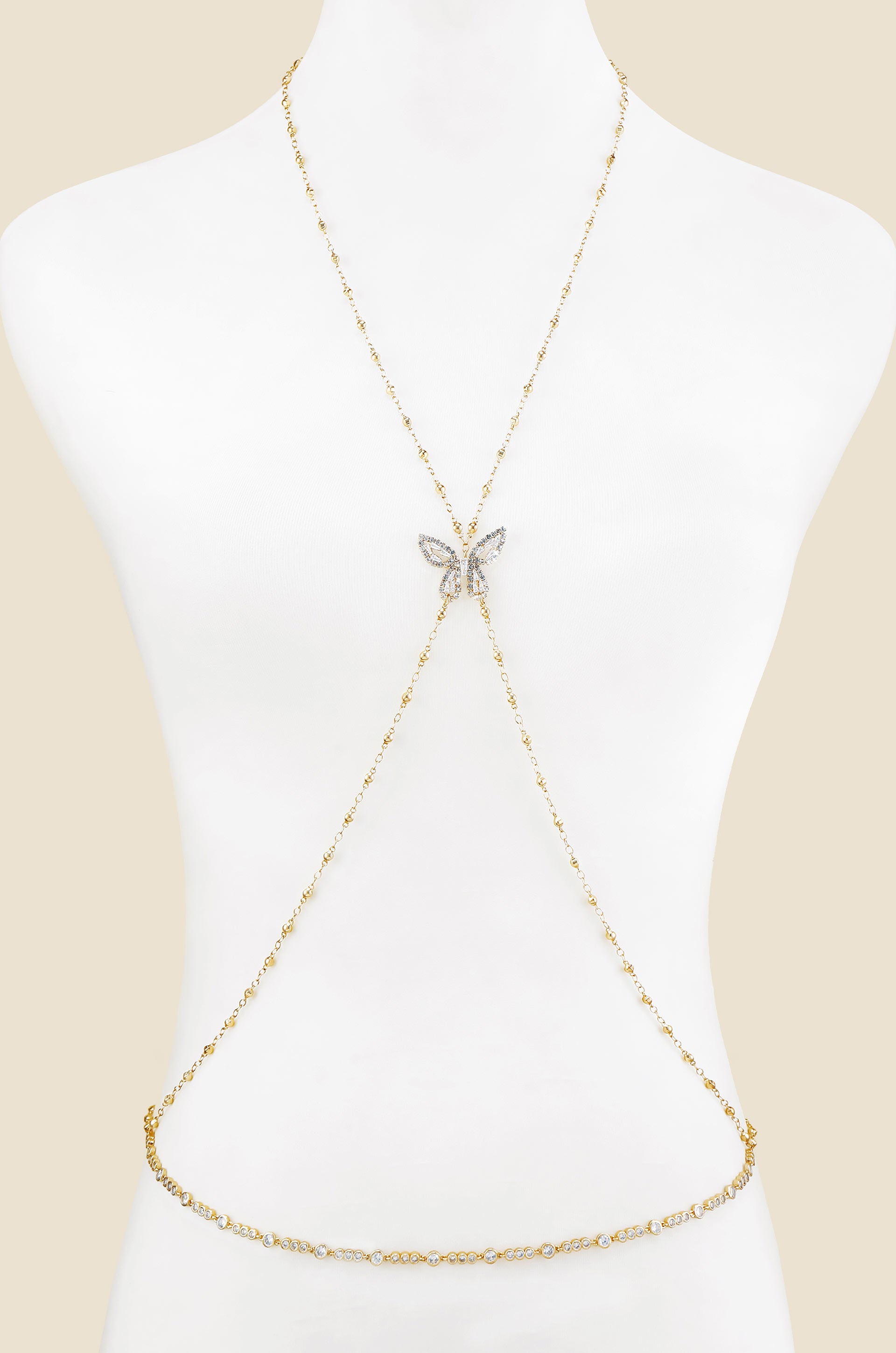 Butterfly Beauty Body Chain on a mannequin