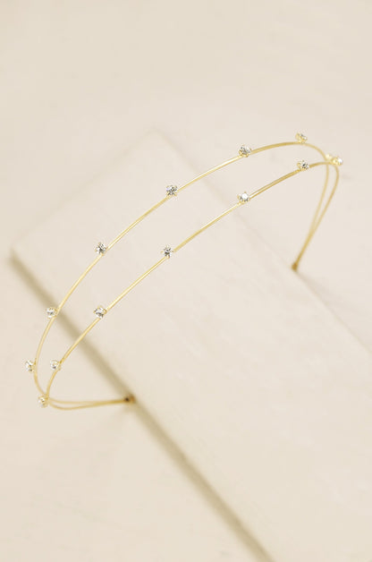 Delicate Crystal Dotted Gold Headband