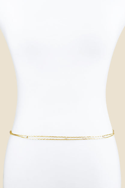 Always Relevant Gold Belt with Crystals front