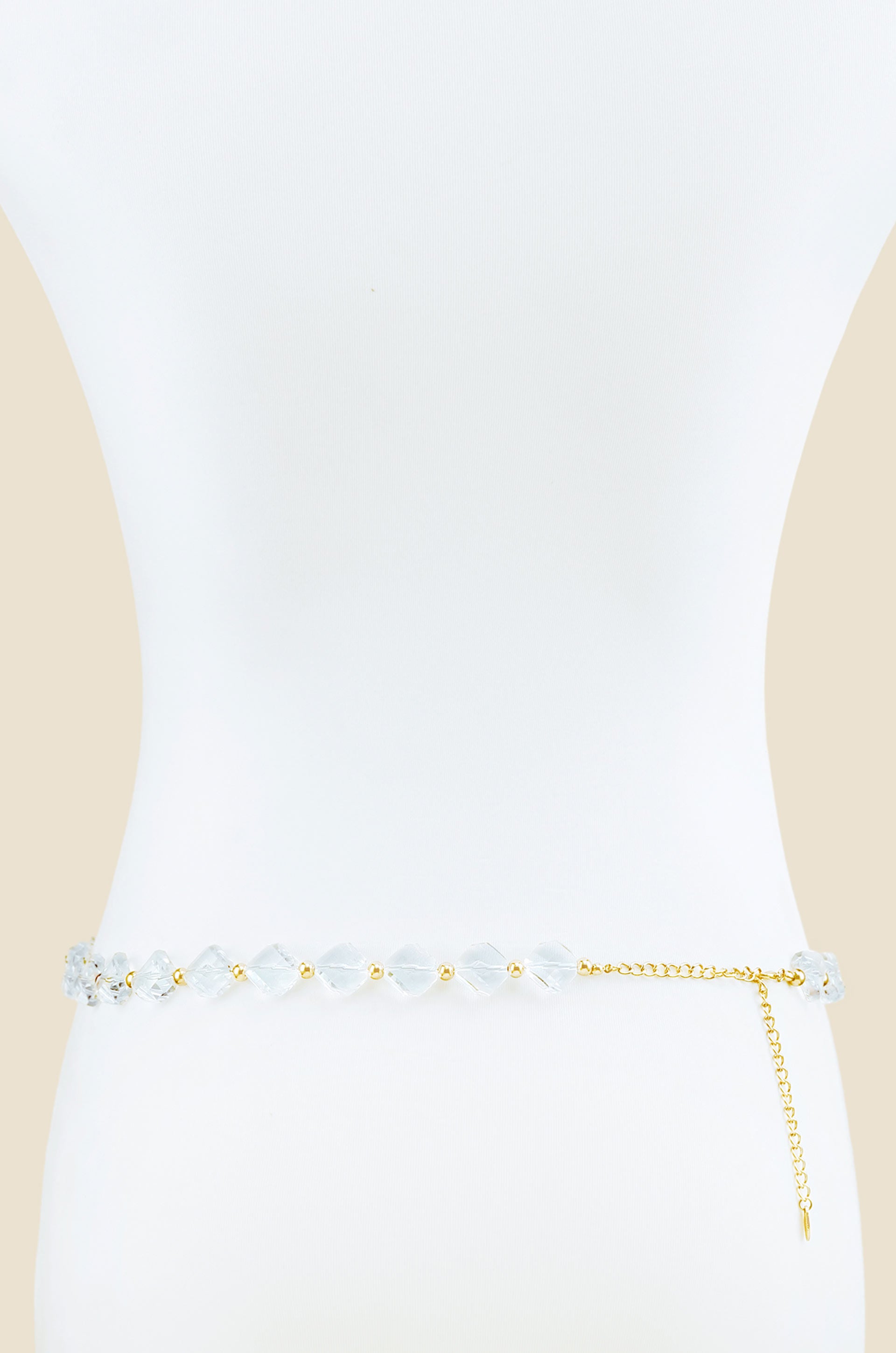 Clear Acrylic Diamond Shape Beaded Belt back