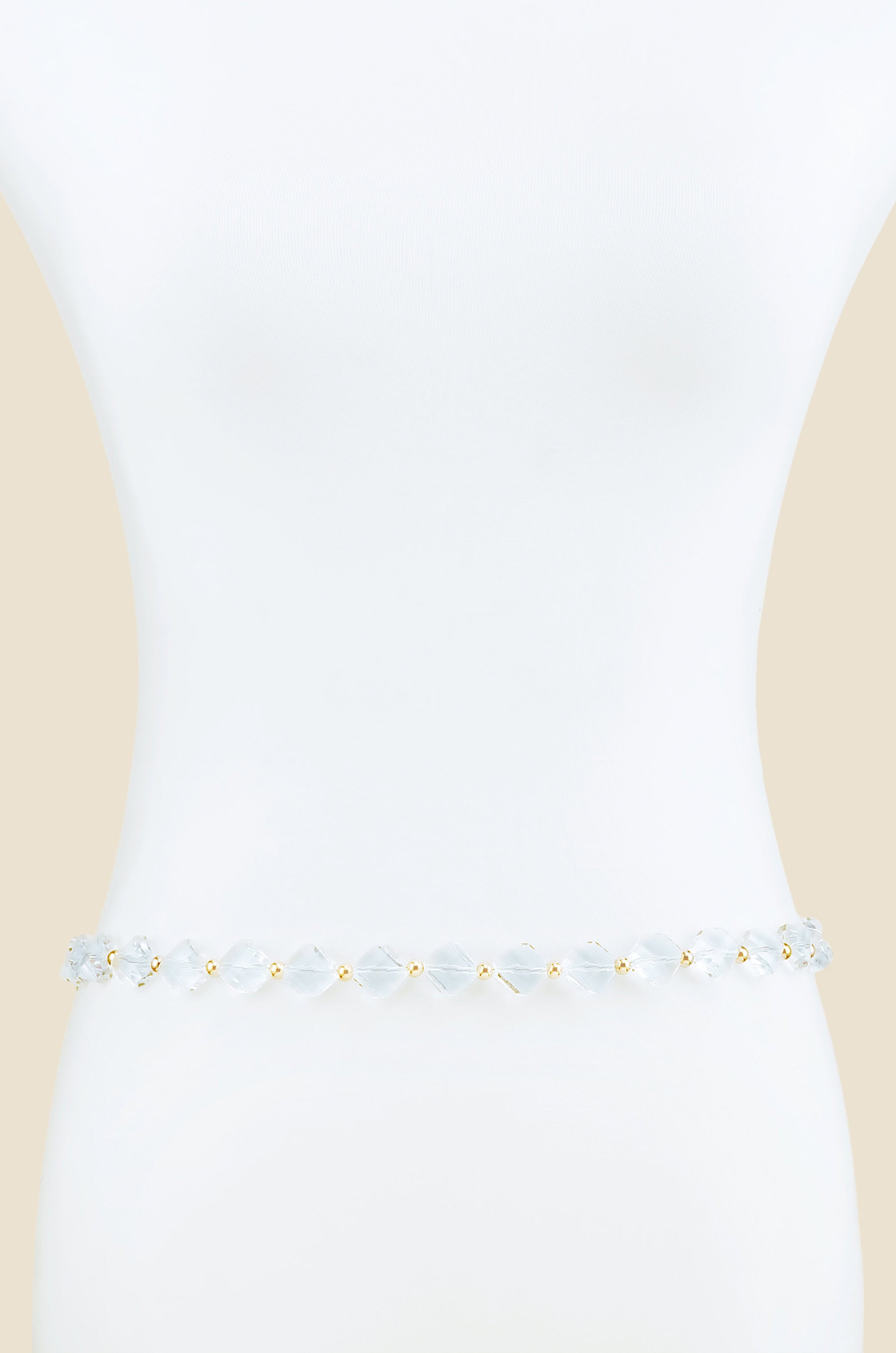 Clear Acrylic Diamond Shape Beaded Belt front