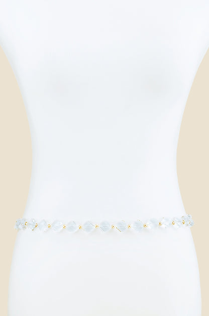Clear Acrylic Diamond Shape Beaded Belt front
