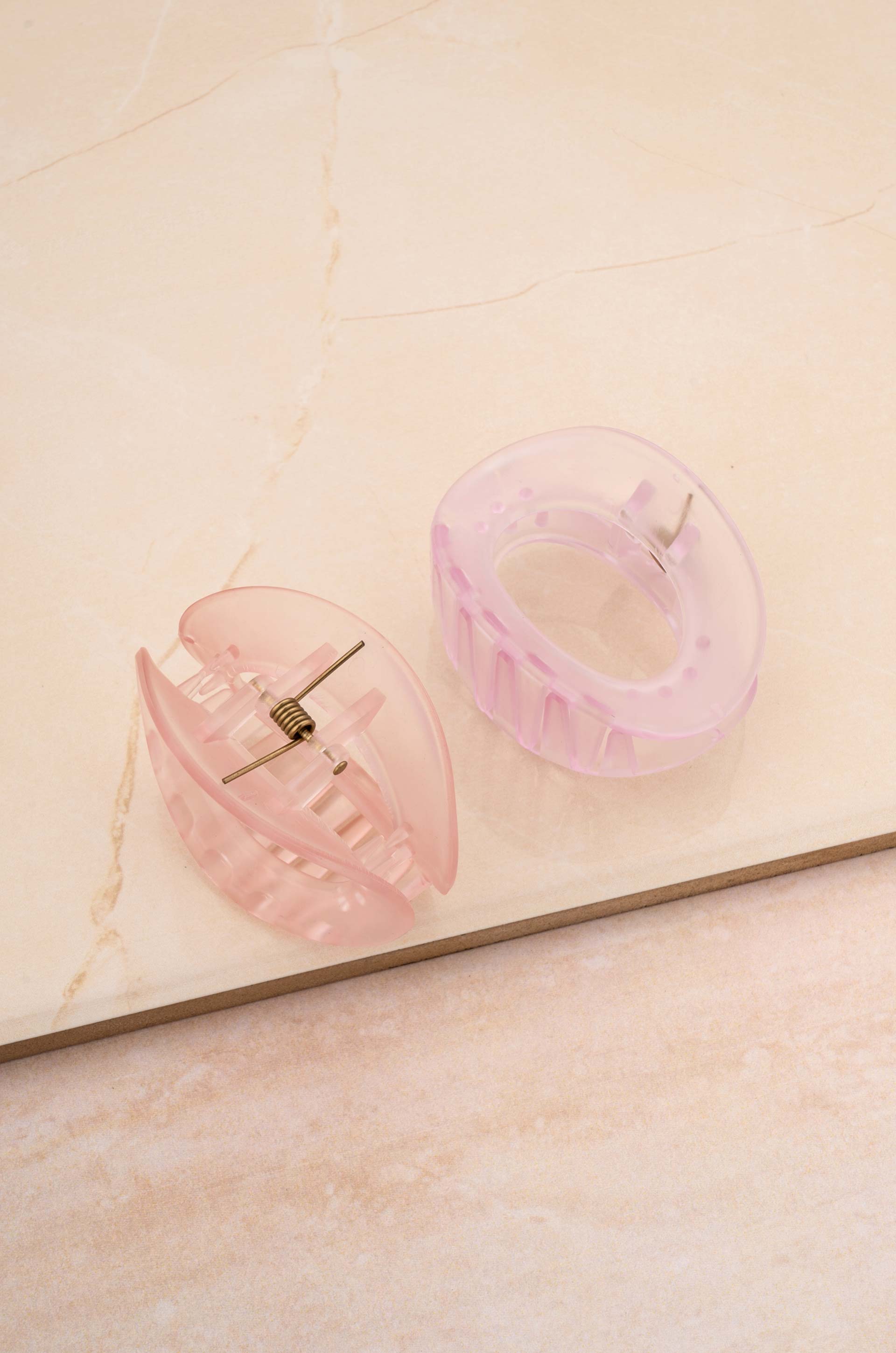 Clear Donut Hair Claw Set on slate