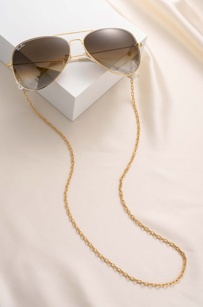 Wide Link Pearl Glasses Chain on slate