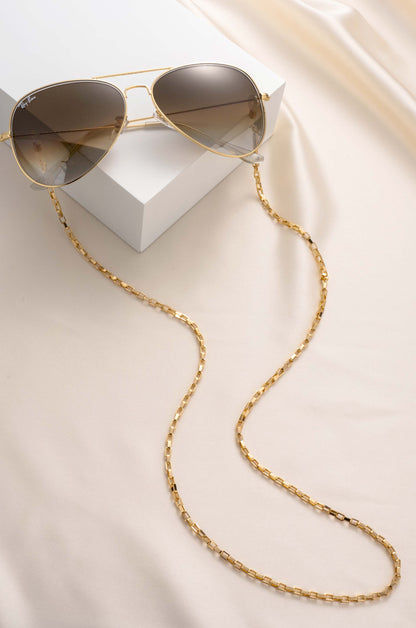 Golden Rays Rectangle Glasses Chain on slate