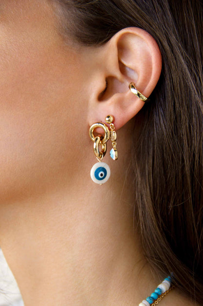 All Eyes on You 18k Gold Plated Earring Set on a model