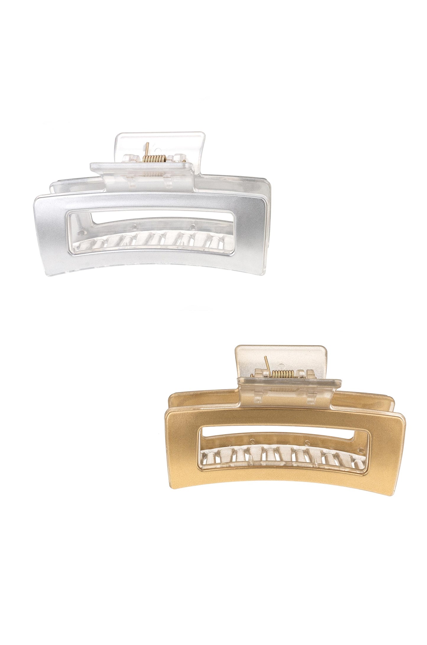 Metallic Rectangle Claw Clip Set on white front