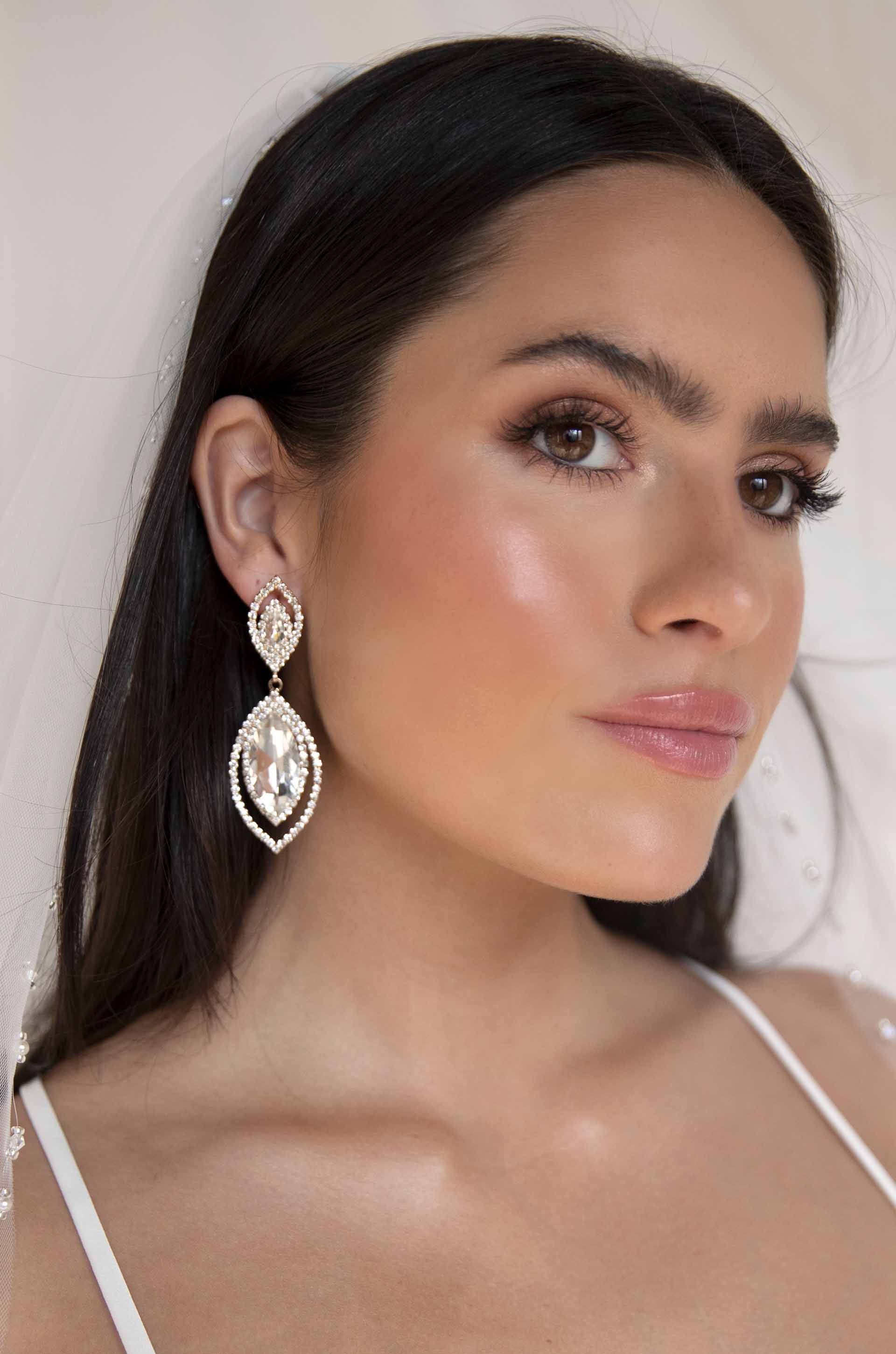 Timeless Crystal Dangle Earrings on model