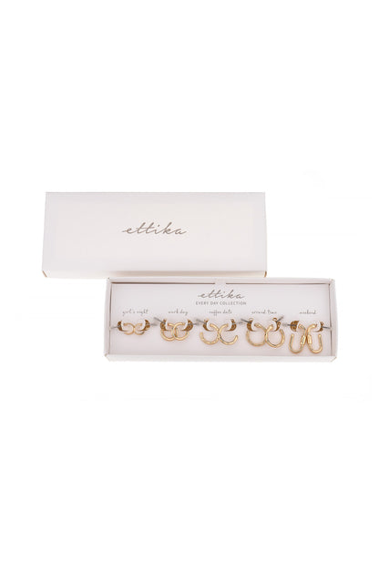 Mixed Hoops 18k Gold Plated Boxed Set on white in a box