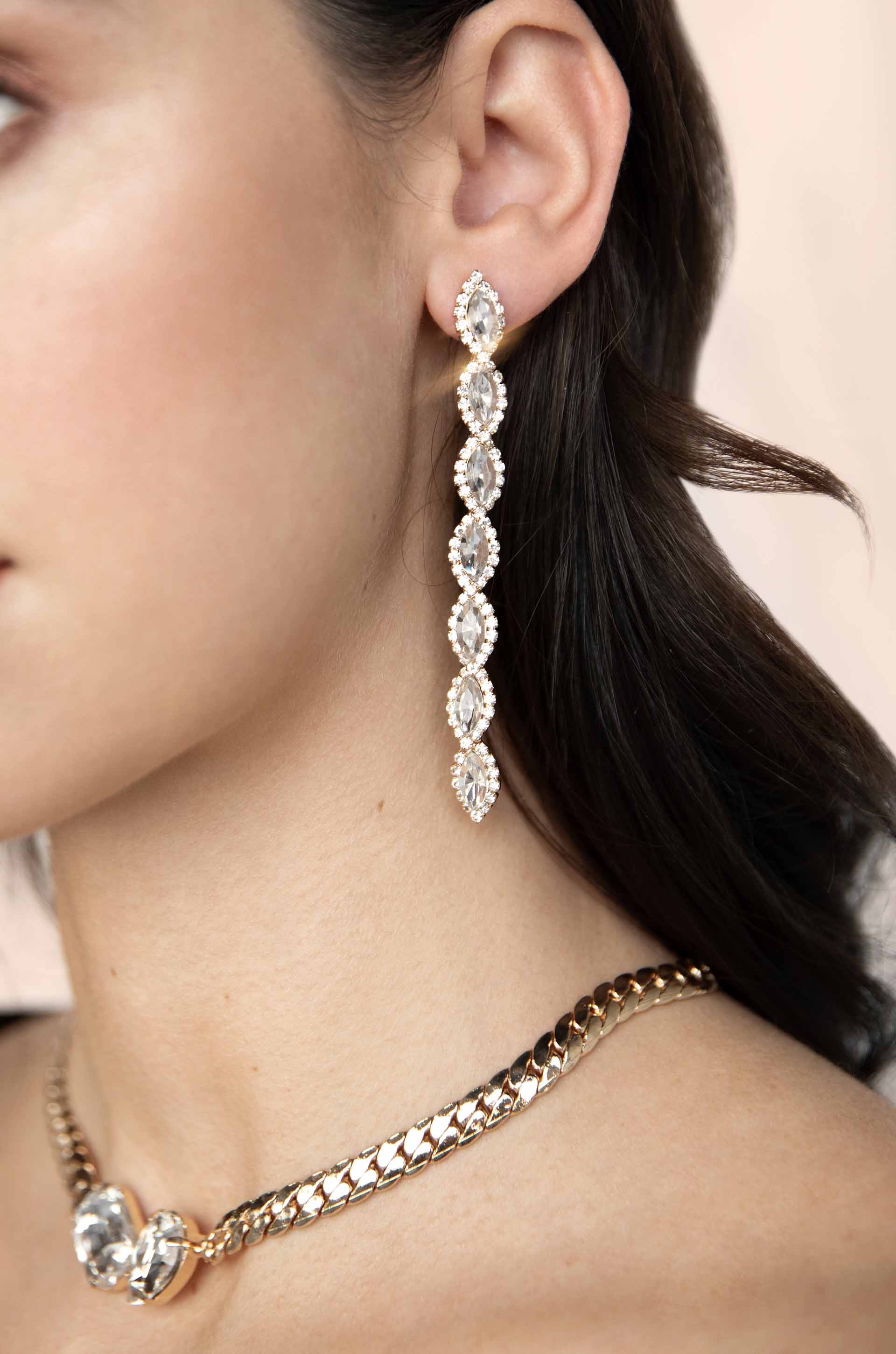 Crystal Occasion Dangle Earrings on model