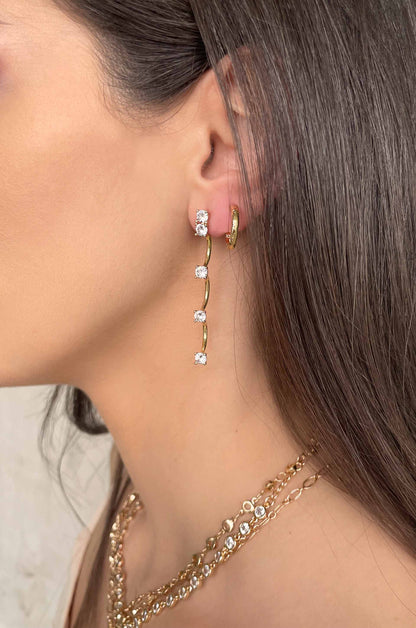 Scalloped 18k Gold Plated Drop Earrings ON MODEL