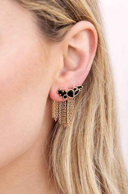 Dolled Up Three-In-One 18k Gold Plated Ear Crawlers on model