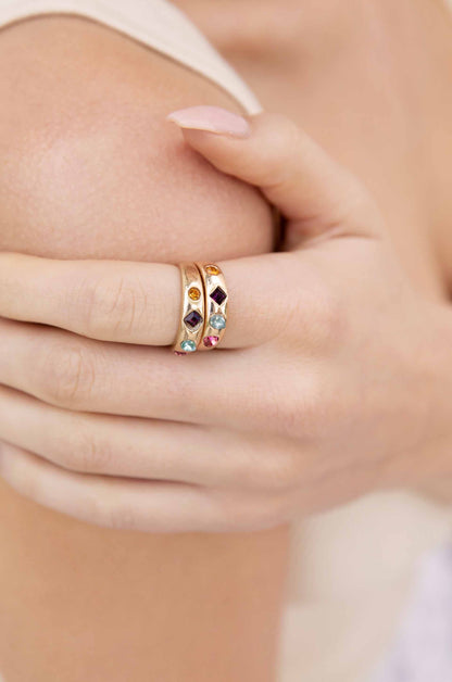 Lively Rainbow Crystal Ring on model