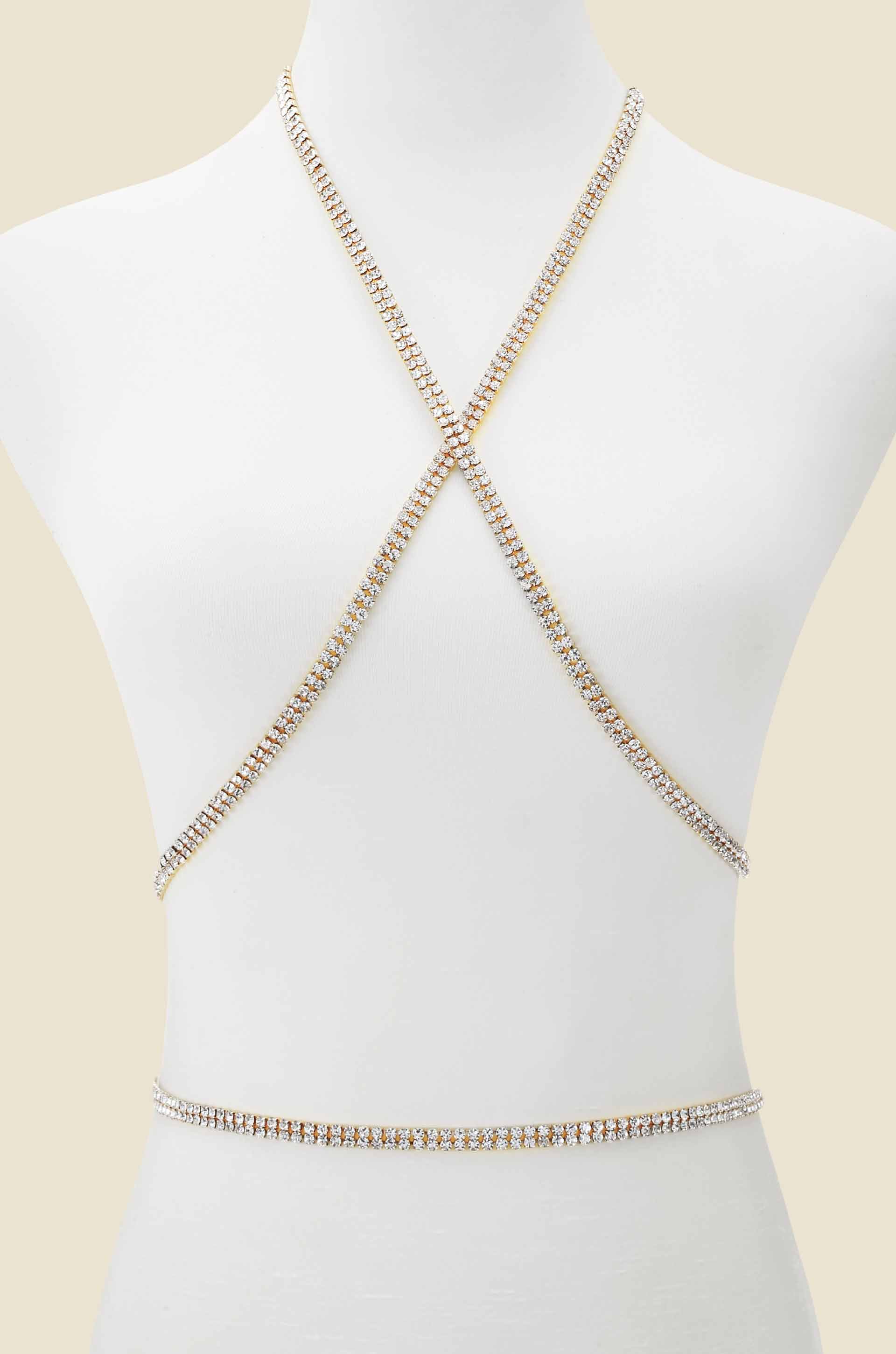 Wrapped Up in Crystal Body Chain on slate