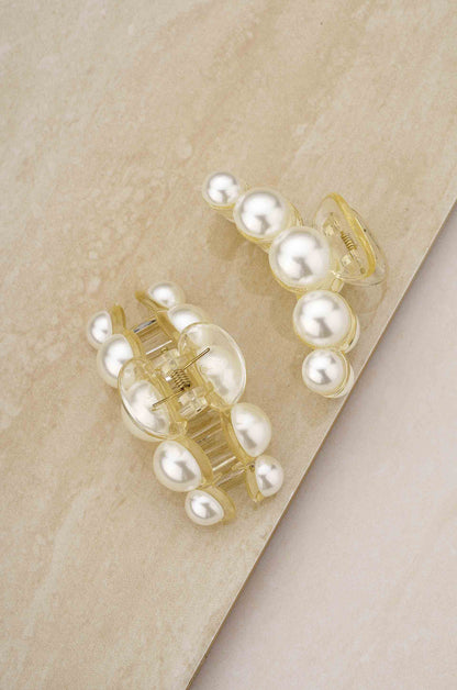 Pearl Hair Claw Set of 2 on slate background