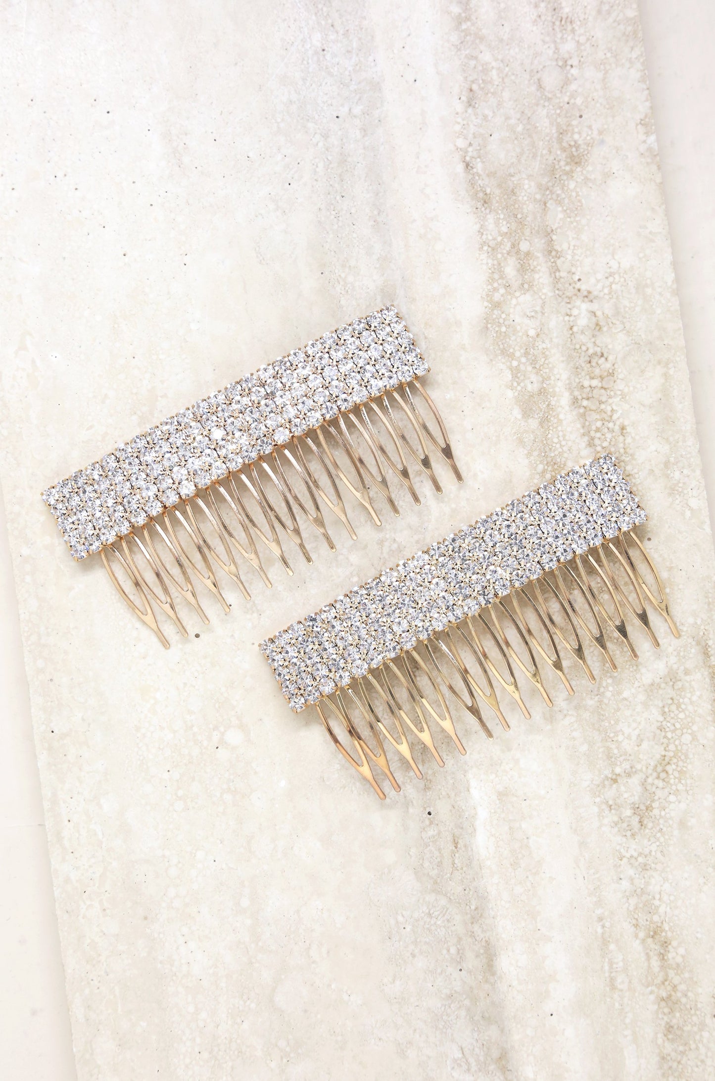 Dynasty Hair Comb Set in Crystal on slate background  