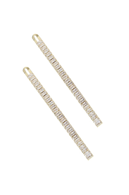 Sleek Lines Crystal Hair Pin Set on white background  
