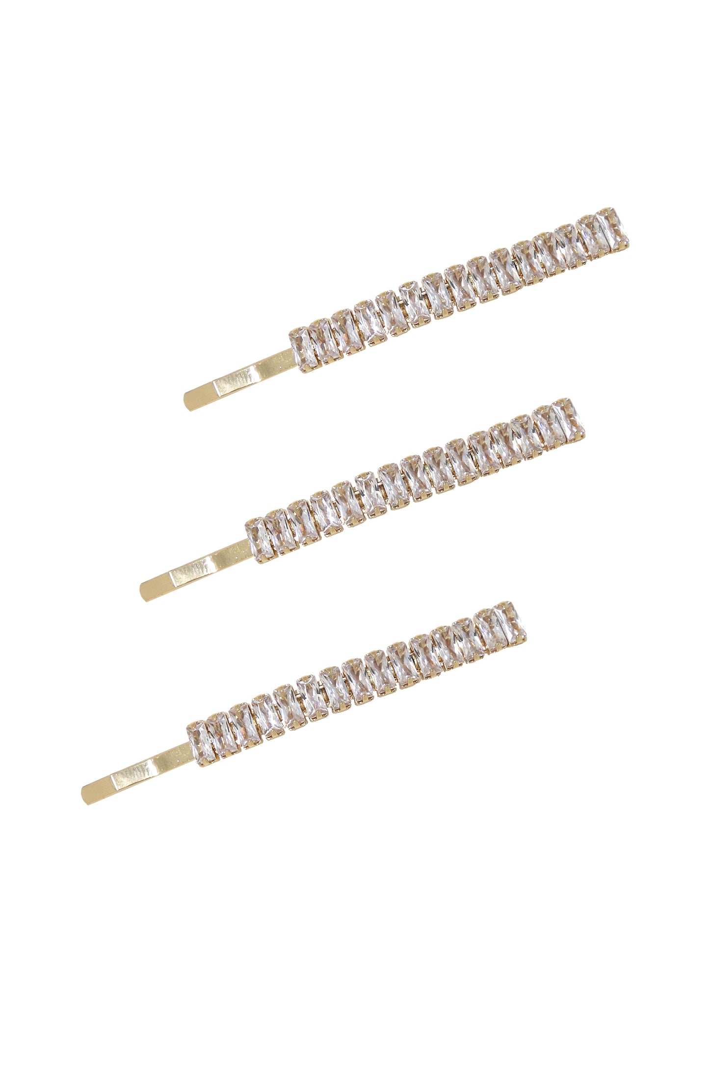 Narrow Crystal Roads Hair Pin Set on white background  