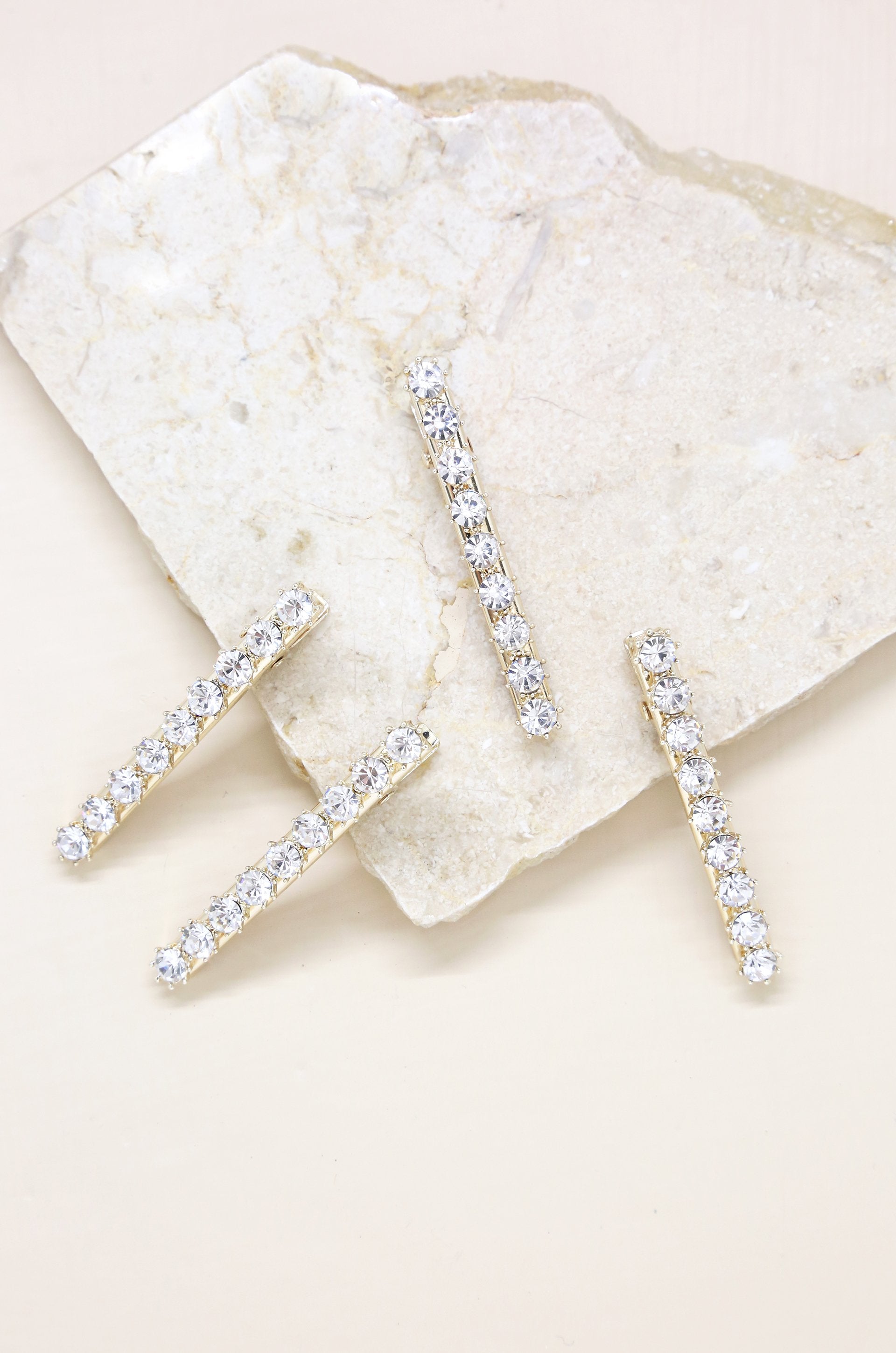 Brittany Crystal Clip Set on slate background  