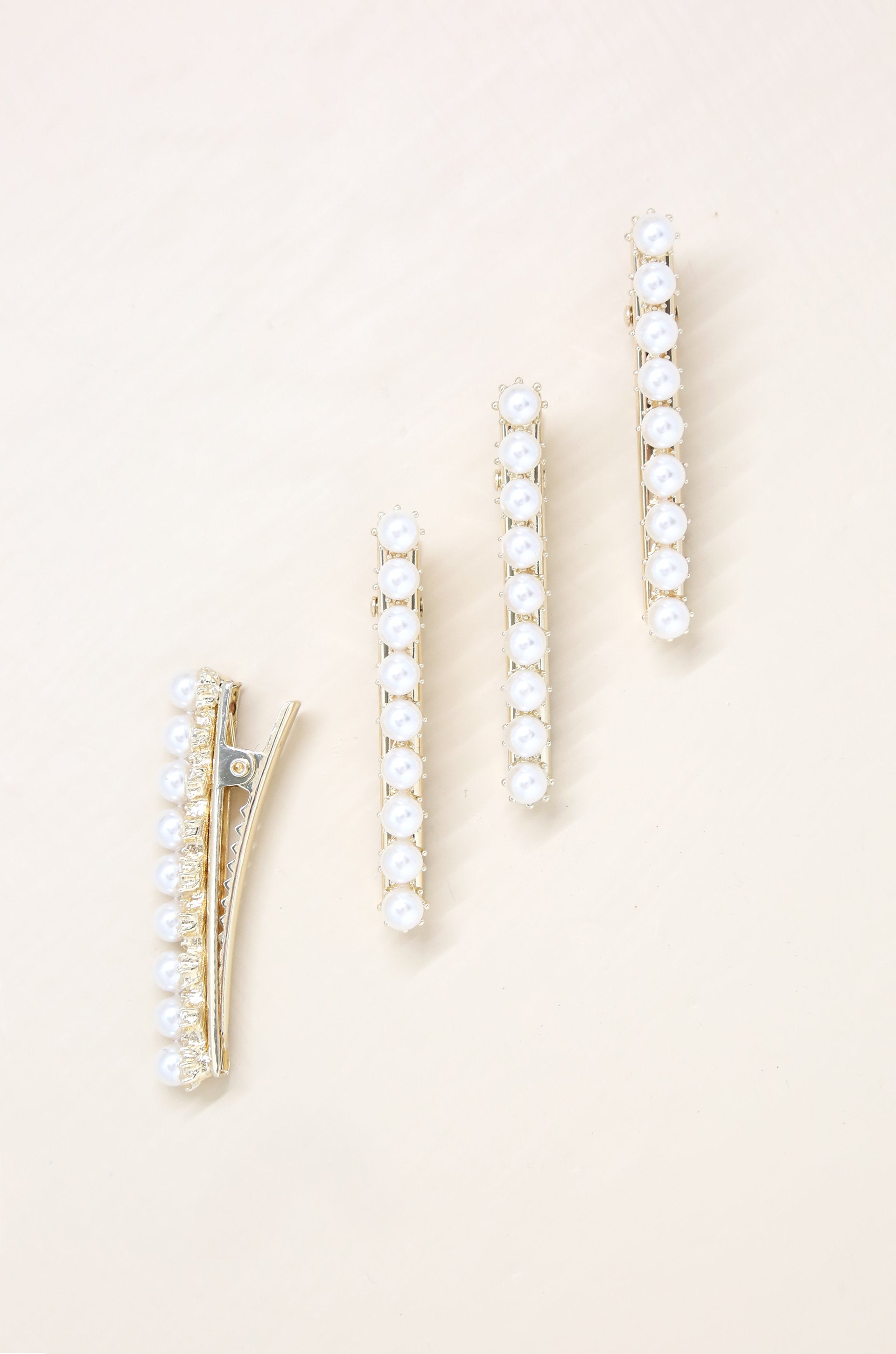 Diana Pearl Clip Set on slate background  