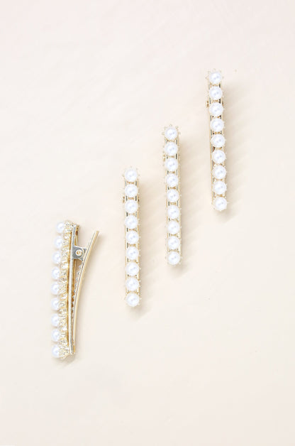 Diana Pearl Clip Set on slate background  